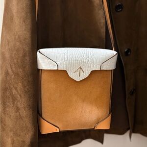 Manu Atelier Pristine Bag in suede and beige croc leather